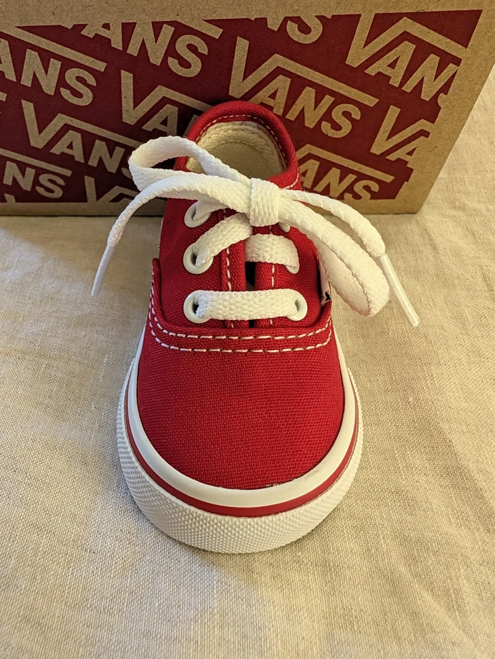 Vans Authentic Red Canvas Toddler Lace-Up Shoes